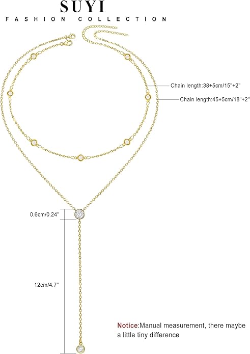 Suyi Lariat Necklace for Women Gold Dainty Long Necklace 14k Gold Plated Y-Shaped Necklaces