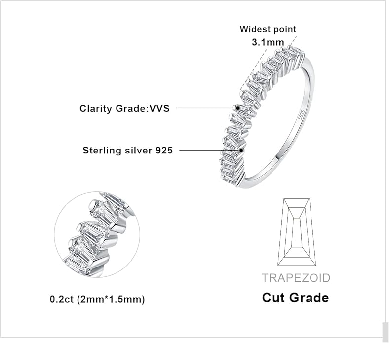 JewelryPalace 14K Gold Plated 925 Sterling Silver Rings for Women, Cubic Zirconia Promise Rings for Her, Stackable Wedding Bands Rings for Women Set Size 4-12