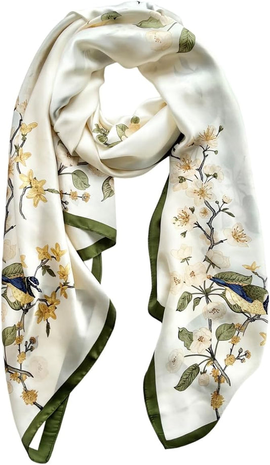 Long Silk Like Scarf Lightweight Satin Scarves Large Sunscreen Shawl Wrap for Women