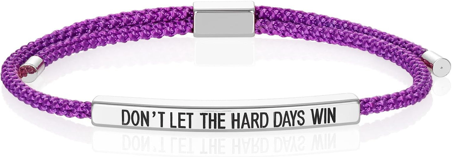 KHKINDPRO Dont Let The Hard Days Win Bracelet for Women Men, Handmade Braided Adjustable Wrap Stainless Steel To My Daughter/Best Friend Inspirational Gifts Ladies Jewelry
