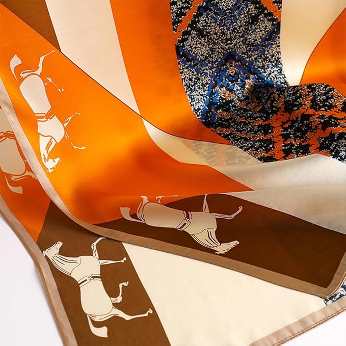 Clysoru Silk Scarf For Women Hair Scarves Lightweight Satin Elegant Shawl Wraps Bufanda Mujer Fashion Accessories 70.8"X35.4"