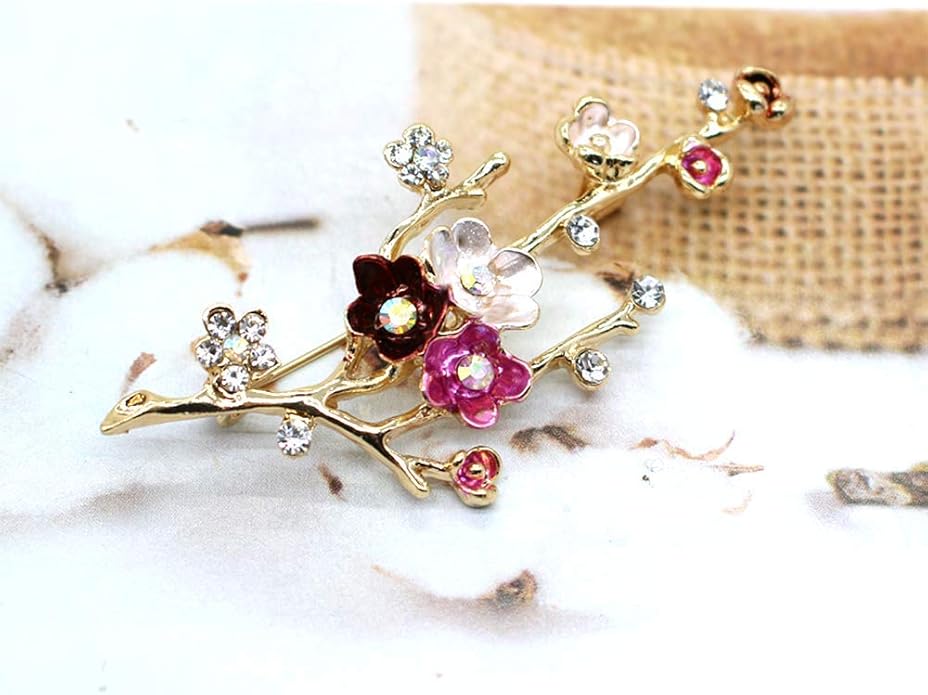 Crystal Pearl Flower Brooches Pins Fashion Beautiful Created Rhinestone Floral Brooch Good Idea for Party Dance Wedding Banquet for Elegant Women Girl