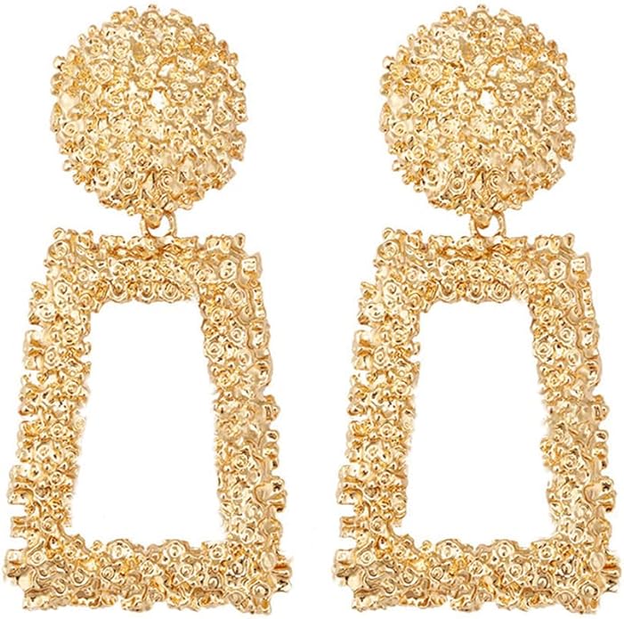 Ginkgo Leaf Flower Earrings, Gold Geometric Statement Earring, Big Fashion Design Boho Drop Dangle Earrings