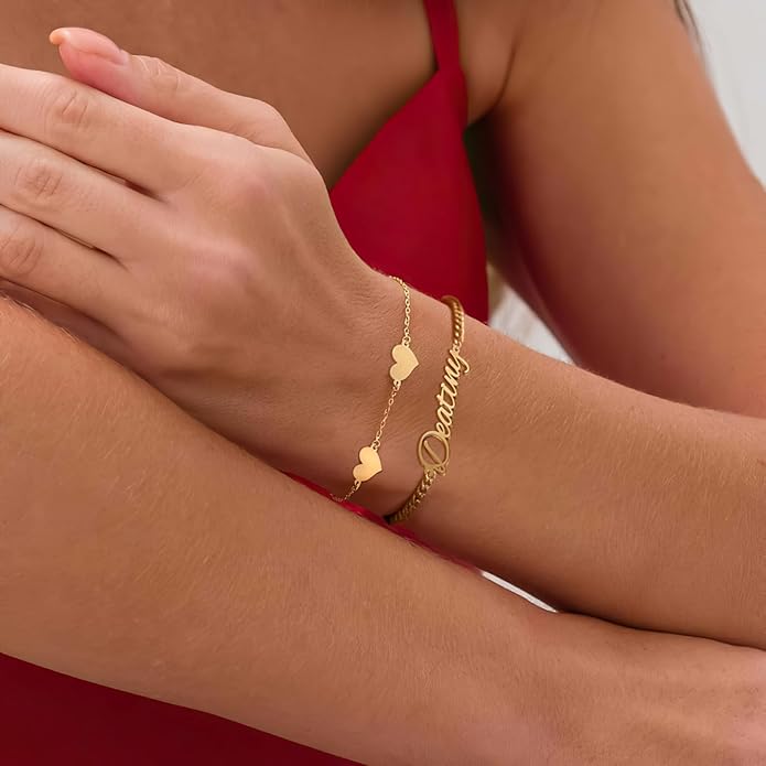 Custom Bracelet with Name 18K Gold Plated Personalized Name Ankle Bracelet Adjustable, Customized Beach Jewelry Gifts for Women Girlfriend