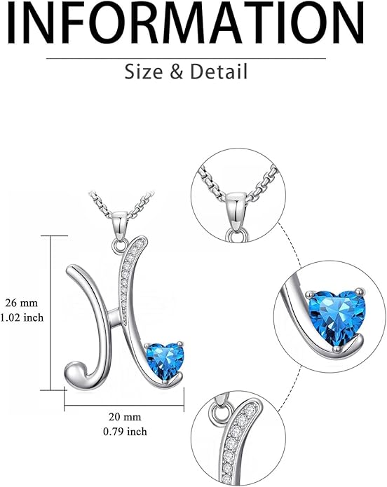 Christmas Gifts for Women Alphabet A to Z Initial Birthstone Pendant Necklaces for Women - 18k White Gold Plated Personalized Name Jewelry Valentine Mothers Day Birthday Gifts for Women Her Girlfriend