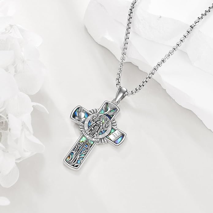 YFN Patron Saint Necklace Sterling Silver Amulet Medal Pendant Religious Protector Jewelry Gifts for Women Men