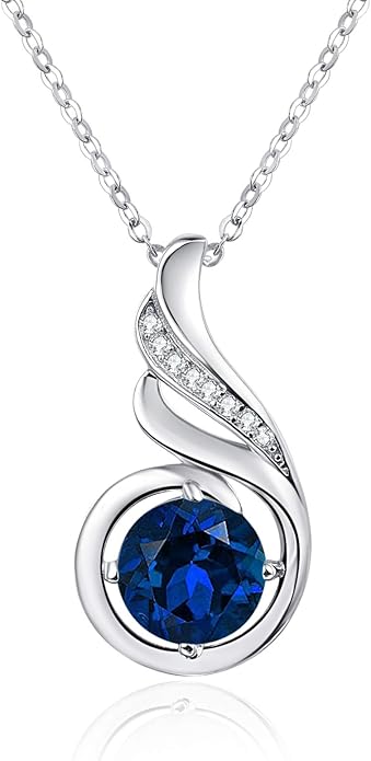 TANGPOET Birthstone Gemstone Necklaces for Women 925 Sterling Silver Dainty Pendant Jewelry Valentines Mothers Day Christmas Birthday Gifts for Mom Girlfriend Wife Daughter