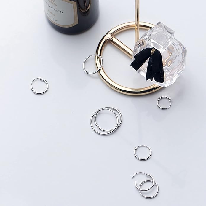 Silver Hoop Earrings- Cartilage Earring Small Hoop Earrings for Women Men,4 Pairs of Hypoallergenic 925 Sterling Silver Tragus Earrings