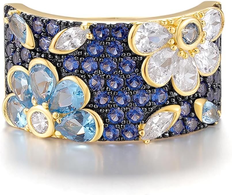 Santuzza 14K Gold Plated Dragonfly Ring Cubic Zirconia 925 Sterling Silver Butterfly Ring