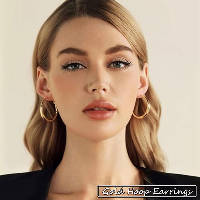 36 Pairs Gold Hoop Earrings Set for Women, Fashion Chunky Gold Hoop Earrings Multipack, Hypoallergenic Pearl Chain Twisted Statement Earring Pack for Birthday Party Jewelry