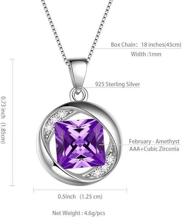 Aurora Tears 925 Sterling Silver 12 Birthstones Necklace/Earring/Ring/Bracelet Women Birthstone Pendant Crystal Fashion Birthday Jewelry Christmas Gift for Girls Women