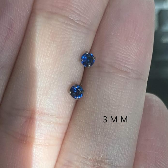 6 Pairs Stud Earrings Set, Hypoallergenic Cubic Zirconia Earrings 316L Stainless Steel CZ Earrings 3-8mm