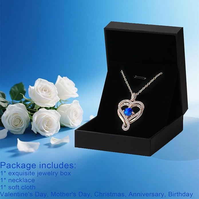 Birthstone Heart Necklaces for Women, Infinity Pendent S925 Sterling Silver Jewelry for Women, Wedding Anniversary, Birthday Mother’s Day Gifts for Mom, Mother, Wife, Girlfriend
