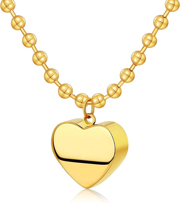 Chunky Gold Necklace for Women, 18K Waterproof Heart Necklace Statement Necklace Gold Charm Necklace Chunky Jewelry Paperclip Chain Choker Gift for Women
