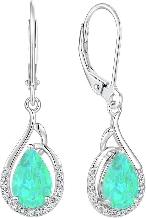 Starchenie Teardrop Dangle Drop Earrings 925 Sterling Silver Pear Birthstones Leverback Earrings Gift for Women