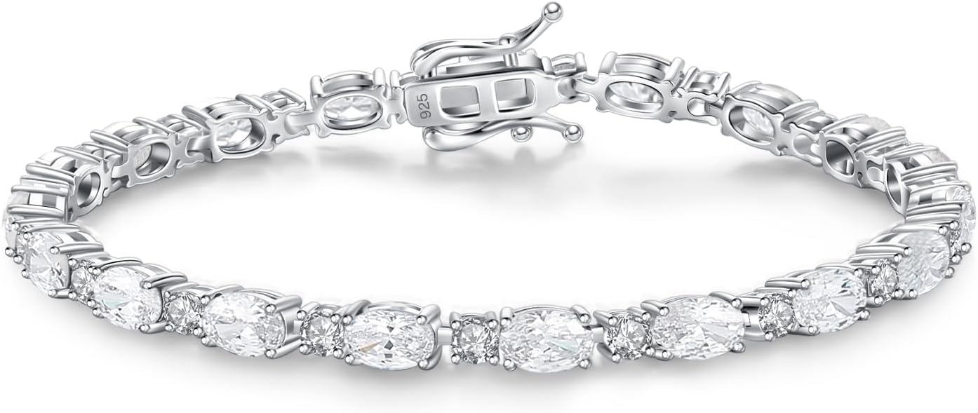 FANCIME Birthstone Bracelets Sterling Silver Tennis Bracelets Charm Fine Jewelry Birthday Gifts for Women 7"
