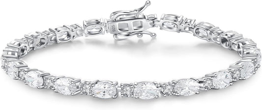FANCIME Birthstone Bracelets Sterling Silver Tennis Bracelets Charm Fine Jewelry Birthday Gifts for Women 7"