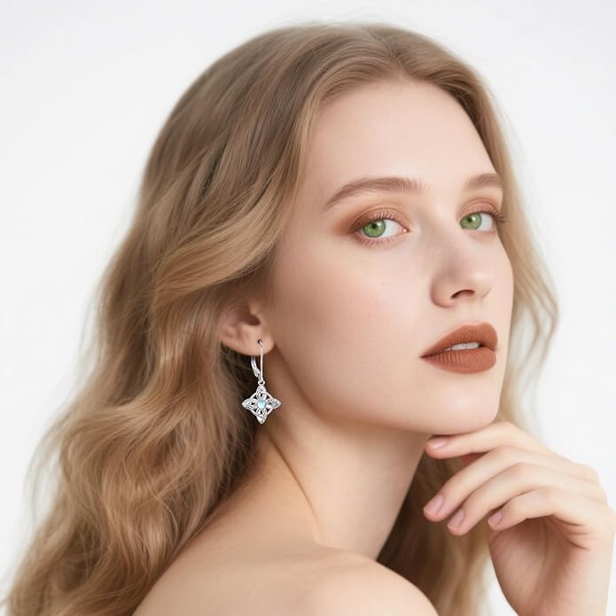 JUSTKIDSTOY Witches Knot Earrings for Women 925 Sterling Silver Nudo De Bruja Dangle Leverback Earrings Celtic Jewelry Halloween Birthday Gift