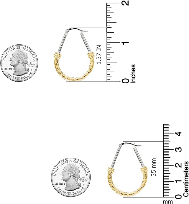 LeCalla 925 Sterling Silver Hoop Earrings | Italian Design Classic Diamond-Cut Textured Earring Hoops | Women's Drop Shape Oval Hoop Earring Jewelry for Women