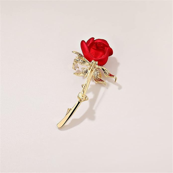 AILONMEI Red Rose Flower Brooches and Pins for Women Costume Jewelry Brooch Pins Broches Jewelry for Women Elegant Lady Pin