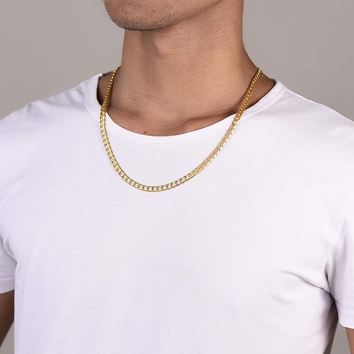 PROSTEEL 316L Stainless Steel Cuban Link Chain Necklaces for Men, Black/18K Gold Plated, Hypoallergenic Jewelry, 4mm-13mm, 14"-30", Come with Box