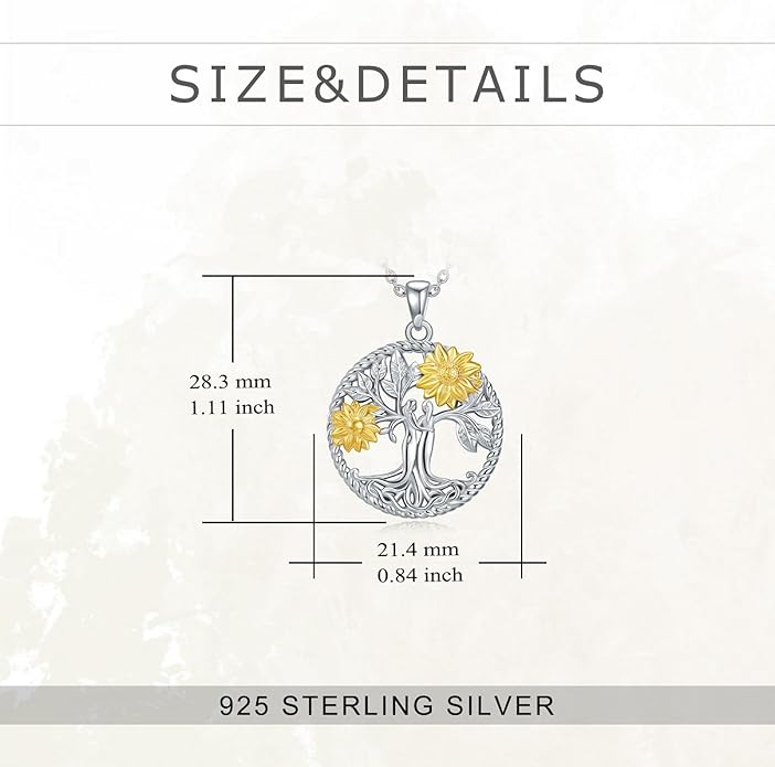 TIGER RIDER Tree of Life Necklace Sterling Silver Family Tree Pendant Jewelry for Mother Grandmother