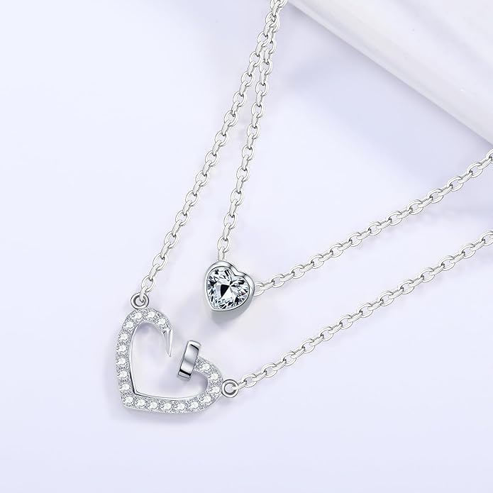Copper Alloy 14K Gold Plated | 14K Platinum Plated Necklace for Women Double Layer Pendant Necklace Fashionable Multi-Layer Jewelry