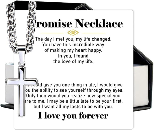 VIRAGIL To My Man Necklace Chain for Men, Silver Stainless Steel Chain Jewelry, Romantic Gift from Partner for Birthday Valentine or Everyday Wear with Meaning