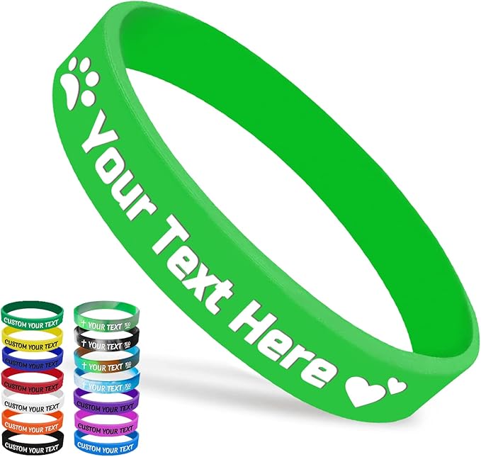 Custom Silicone Wristbands Bulk 1/5/25/50/100/200 PCS Personalized Rubber Bracelets Wristbands for Events,Support, Fundraisers, Motivation, Awareness(Lime Green)