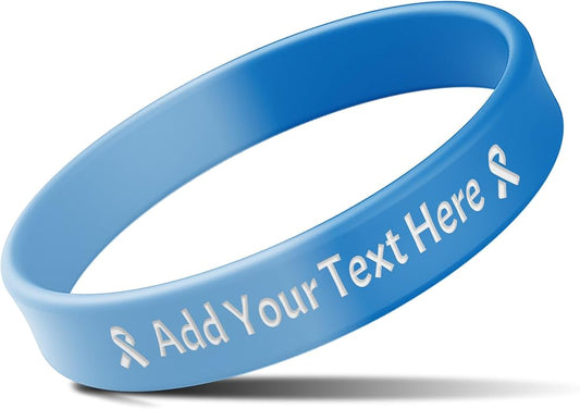 Custom Rubber Bracelets with Text Logo Clipart Customizable Bracelet Personalized 1/2 Inch Silicone Wristbands for Awareness, Events, Support, Promotions