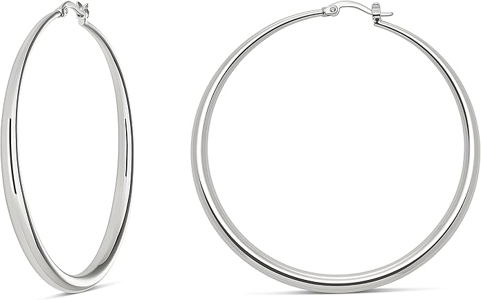 MILLA 14K Gold Hoop Earrings For Women, Silver Hoop Earrings & Rose Gold Earrings with Graduated Curvature