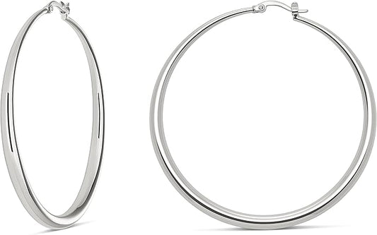 MILLA 14K Gold Hoop Earrings For Women, Silver Hoop Earrings & Rose Gold Earrings with Graduated Curvature