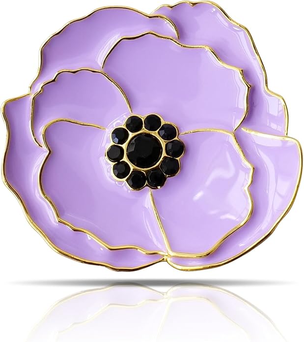 Poppy Flower Brooch - Memorial Day Veterans Day Armistice Day Pins - Remembrance Jewelry Gift Flower Pin for Women Mom Stepmother Grandma