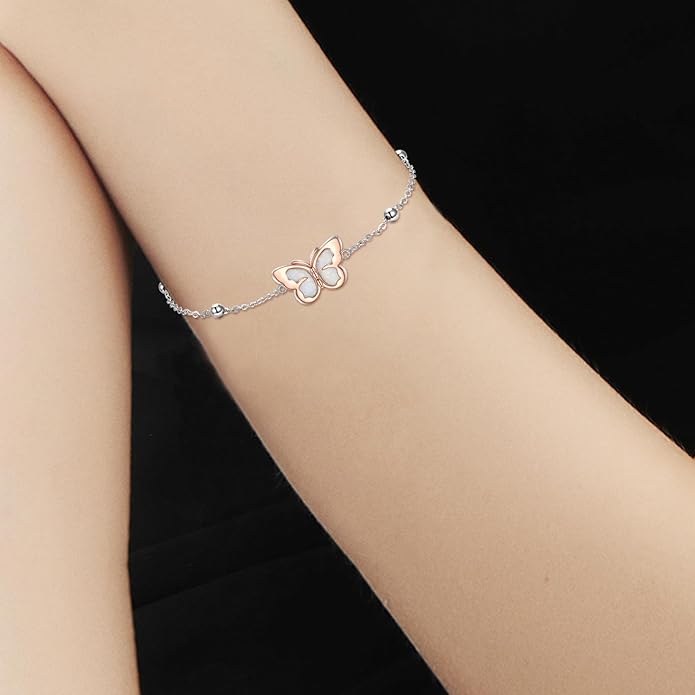 YFN Anklets Bracelet for Women Sterling Silver Butterfly Heart Tree Hummingbird Cardinal Anklet Charm Chain Bracelet Beach Foot Jewelry for Women