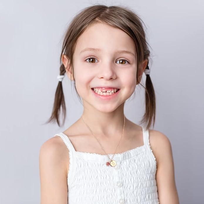 Hidepoo Initial Birthstone Necklace for Girl Women - 14K Gold Plated Disc Letter Necklace Personalized Gifts Jewelry Birthstone Initial Necklaces Birthday Gift for Female Teens Mom