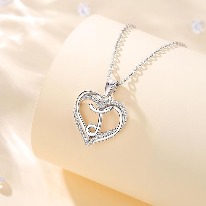 INFUSEU Unique Initial Necklaces for Women Girls Small Heart Letter Jewelry, Meaningful Personalized Gifts