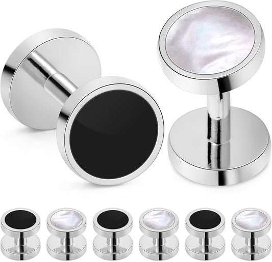 HAWSON Fashion Mother-of-Pearl Tuxedo Shirt Button and Cufflink Set, Specially Designed for Wedding Business