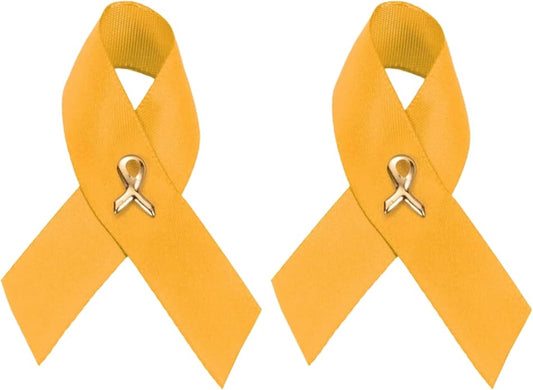 1/2/5/10/25/50/100pcs Satin Awareness Ribbon Pins (Pick your color), for Cancer & Disease Awareness, Bulk Quantities for Fundraising, Events, Gift Giving