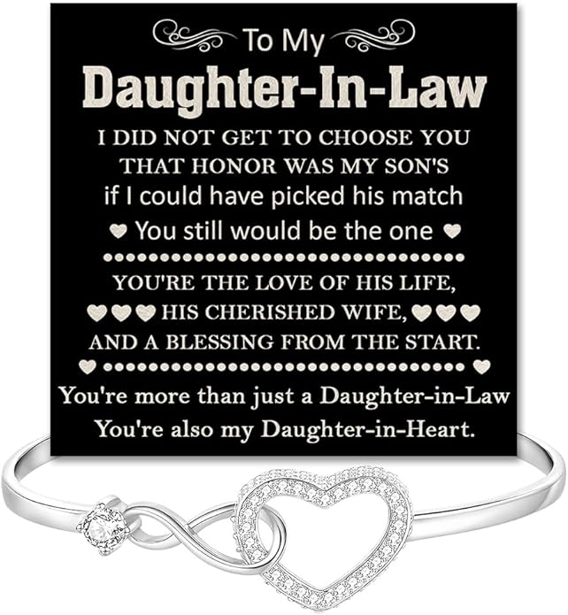 To My Beautiful Daughter In Law Bracelet From Mother-In-Law, Daughter In Law Birthday Gifts, Infinity Star Heart Bracelet For Her With Heartfelt Message Card & Elegant Box, Bonus Daughters Bracelets