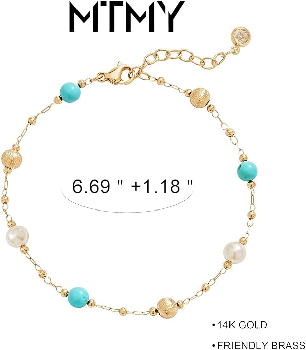 MTMY Gold Chain Bracelet for Women 14K Gold Plated Dainty Bracelets with Adjustable Chain Cute Bracelet Gold Trendy Jewelry