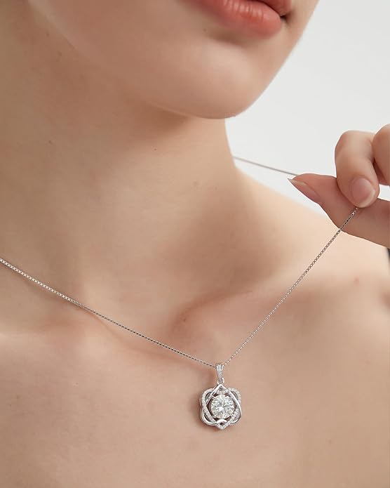 InfinityLove Moissanite Heart Pendant Necklaces for Women, 3-5 Carat Moissanite Necklace, Anniversary Birthday Christmas Valentine Engagements Mothers Day Jewelry for Wife Her Girlfriend Mom Daughter