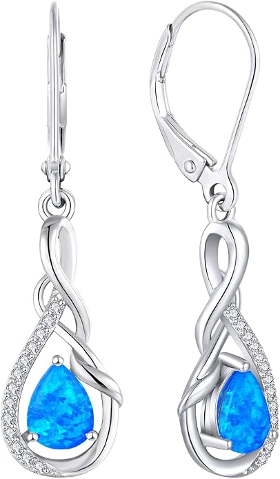 Starchenie Infinity Dangle Drop Earrings Sterling Silver Leverback Earrings Gemstones Twisted Jewelry