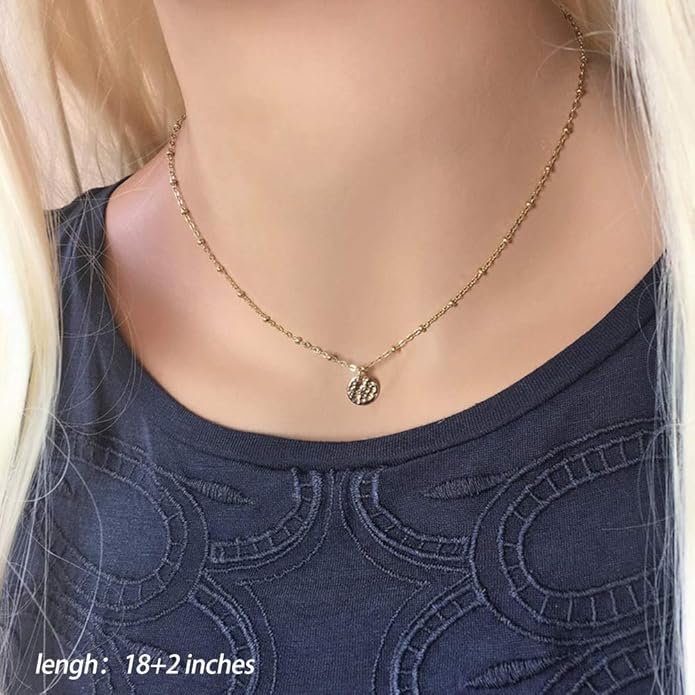 Turandoss Gold Layered Necklaces for Women - 14K Gold Plated Handmade Multilayer Bar Pearls Coin Disc Moon Butterfly Medallion Adjustable Dainty Layered Choker Necklaces for Women Jewelry