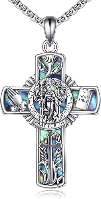 YFN Patron Saint Necklace Sterling Silver Amulet Medal Pendant Religious Protector Jewelry Gifts for Women Men