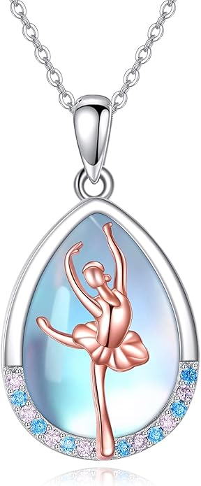 POPLYKE Sports Gifts for Girls Sterling Silver Gymnastics/Ballerina/Piano/Reading Heart-Shaped Pendant Necklace for Women