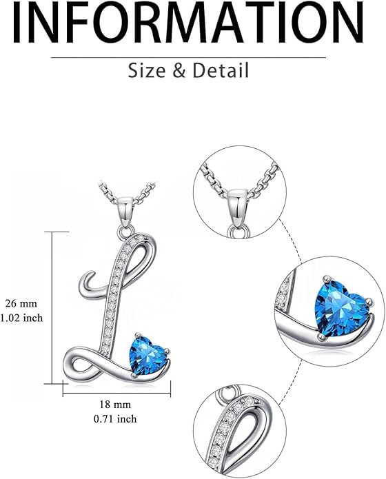 Christmas Gifts for Women Alphabet A to Z Initial Birthstone Pendant Necklaces for Women - 18k White Gold Plated Personalized Name Jewelry Valentine Mothers Day Birthday Gifts for Women Her Girlfriend