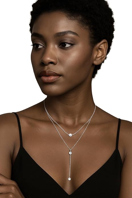 14K Gold Plated Y Necklace for Women – Dainty Lariat Long Pendant Chain, Layered Drop Necklace for V Neck Dress, Simple Sexy Cleavage Jewelry Gifts for Women