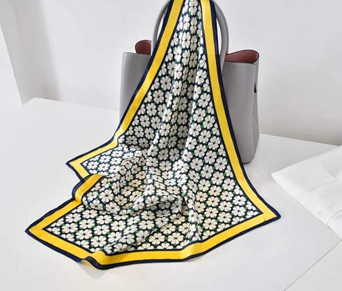 ANDANTINO 100% Mulberry Silk Scarf -21” Lightweight Square Neckerchief – Breathable Digital Printed Scarves with Gift Packed