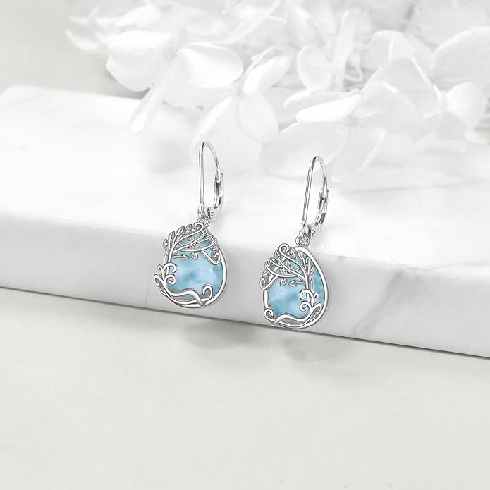 Moonstone Filigree Drop Dangle Teardrop Earrings 925 Sterling Silver Moonstone Leverback Earrings for Women Jewelry Gifts