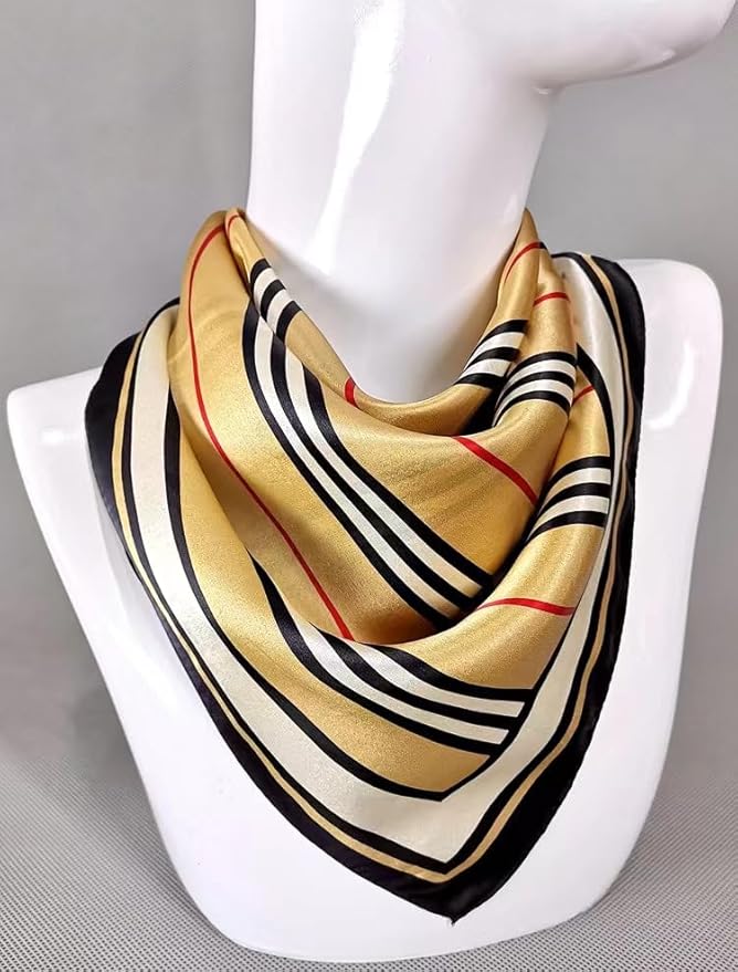 ANDANTINO 100% Mulberry Silk Scarf -21” Lightweight Square Neckerchief – Breathable Digital Printed Scarves with Gift Packed